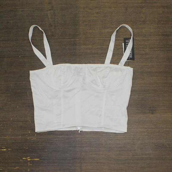 Danielle Bernstein Tops - Danielle Bernstein Womens Cropped Sleeveless Blouse Shirt Top Cloud White 2